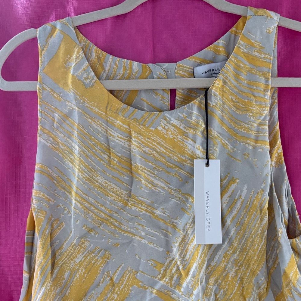 Waverly Grey Abstract Yellow and Gray Top